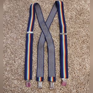 Unbranded rainbow stripe wide elastic suspenders